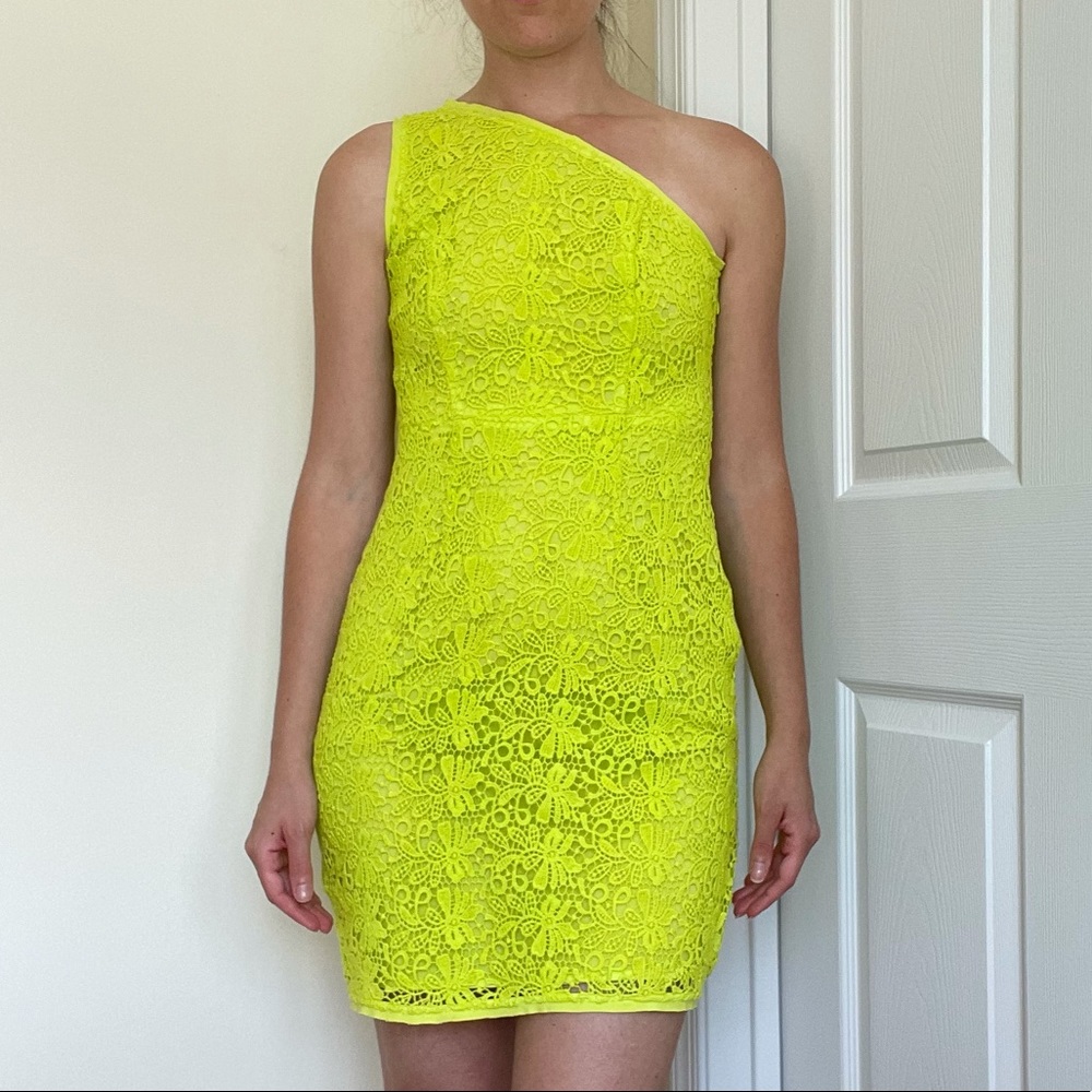 The Limited Lime Green One Shoulder Dress